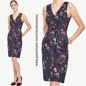 Ann Taylor Night Garden Jacquard Sheath Cocktail Dress